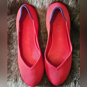 Rothy's Red Flats with Blue Trim